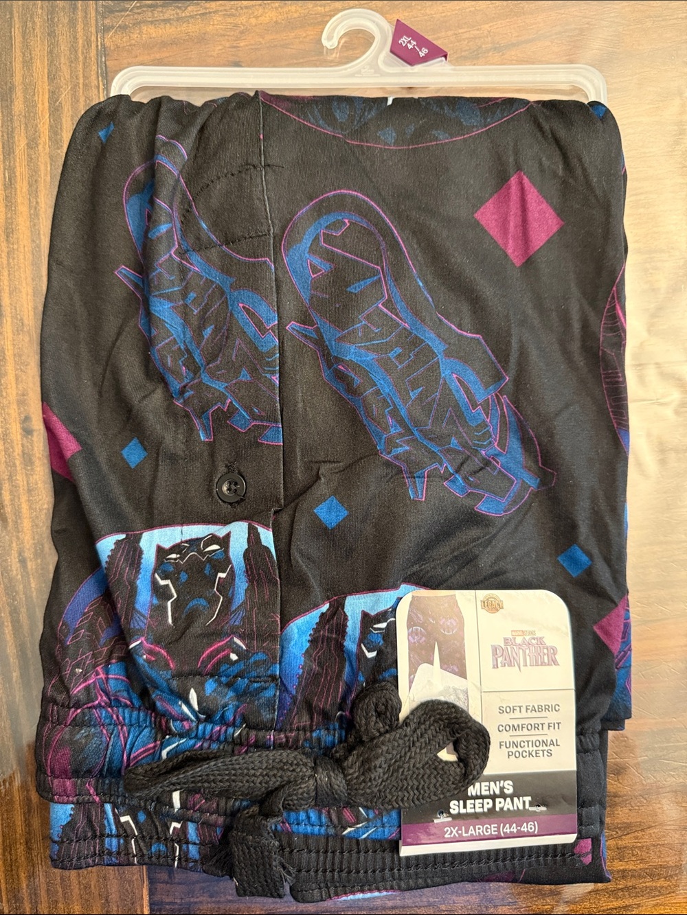 Marvel Studios Black Panther Men’s Black/Blue/Purple Sleep or Lounge Pants (2XL)